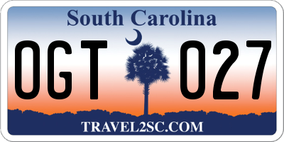 SC license plate OGT027