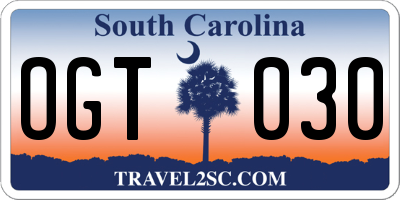 SC license plate OGT030
