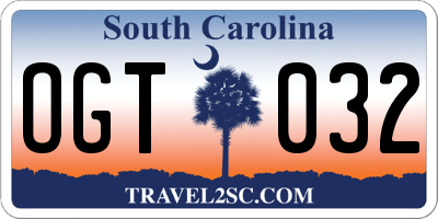 SC license plate OGT032