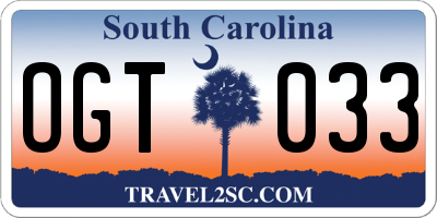 SC license plate OGT033