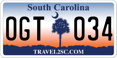 SC license plate OGT034