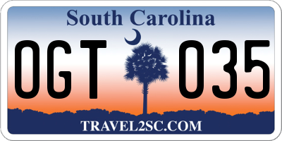 SC license plate OGT035