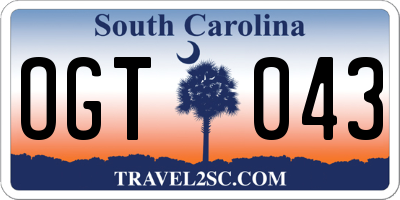 SC license plate OGT043