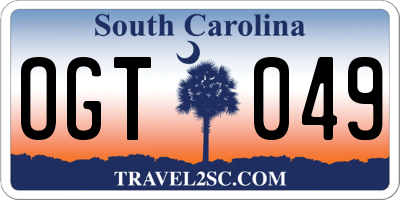 SC license plate OGT049