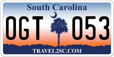 SC license plate OGT053