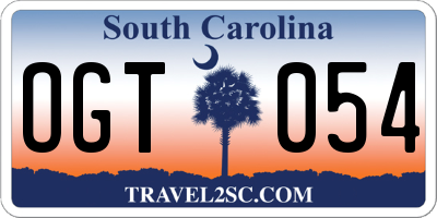 SC license plate OGT054