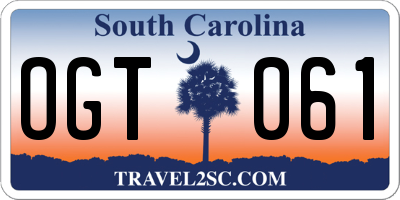 SC license plate OGT061
