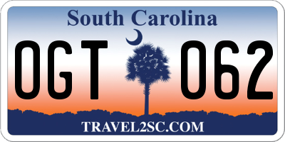SC license plate OGT062