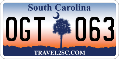 SC license plate OGT063