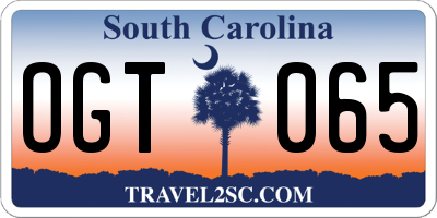 SC license plate OGT065