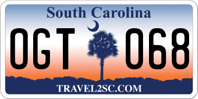 SC license plate OGT068