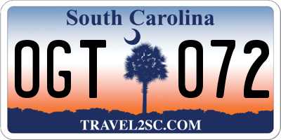 SC license plate OGT072