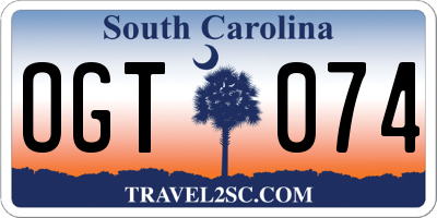 SC license plate OGT074