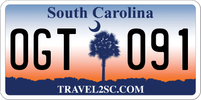 SC license plate OGT091