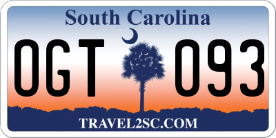 SC license plate OGT093