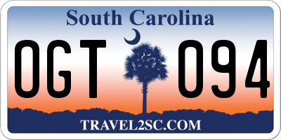 SC license plate OGT094