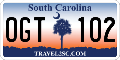SC license plate OGT102