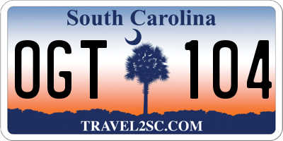 SC license plate OGT104