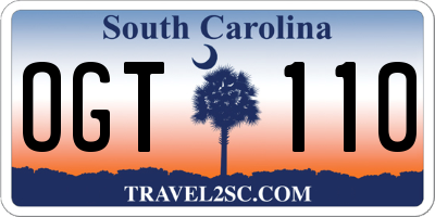 SC license plate OGT110