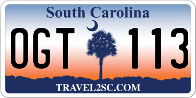 SC license plate OGT113