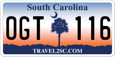 SC license plate OGT116