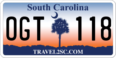 SC license plate OGT118