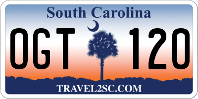 SC license plate OGT120