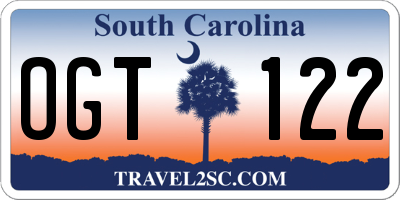 SC license plate OGT122