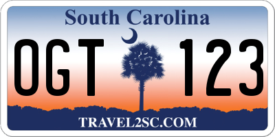 SC license plate OGT123