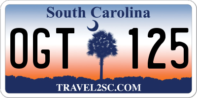 SC license plate OGT125