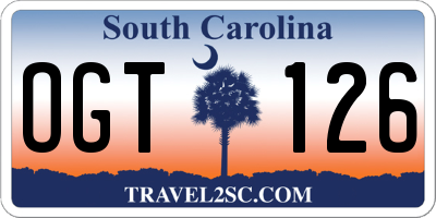 SC license plate OGT126