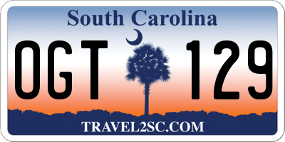 SC license plate OGT129