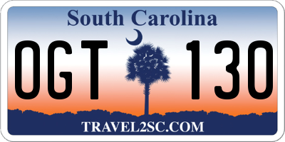 SC license plate OGT130
