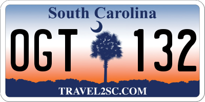 SC license plate OGT132
