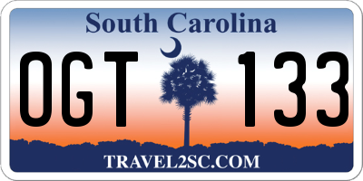 SC license plate OGT133