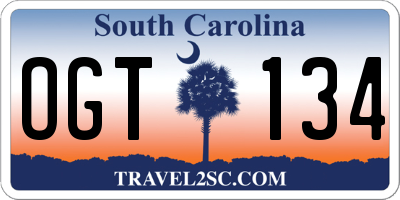 SC license plate OGT134