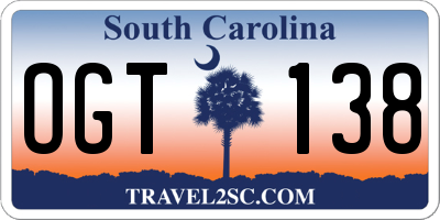 SC license plate OGT138