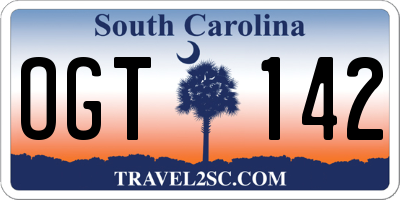 SC license plate OGT142