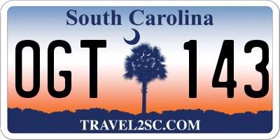 SC license plate OGT143