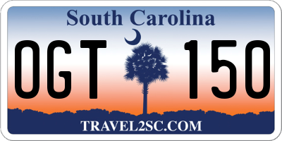 SC license plate OGT150
