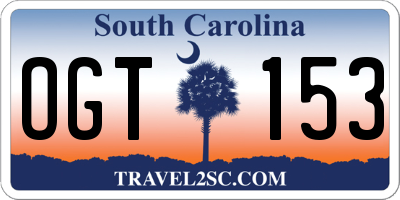 SC license plate OGT153