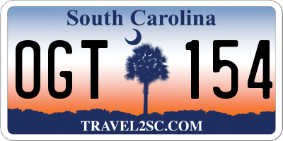 SC license plate OGT154