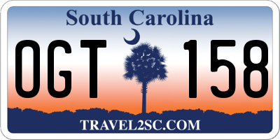 SC license plate OGT158
