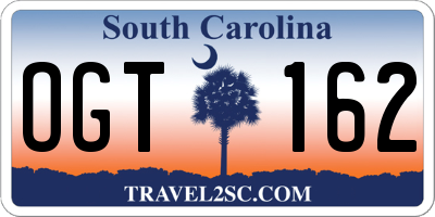 SC license plate OGT162