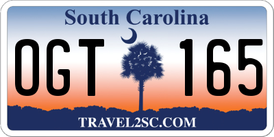 SC license plate OGT165