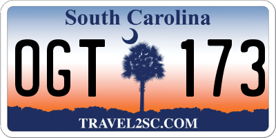 SC license plate OGT173