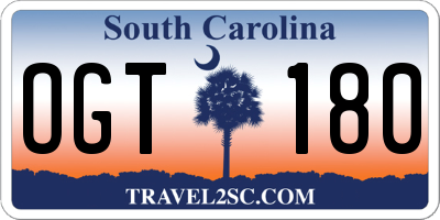 SC license plate OGT180