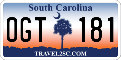 SC license plate OGT181