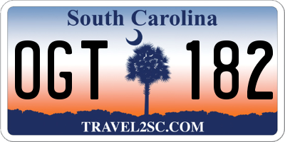 SC license plate OGT182