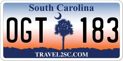 SC license plate OGT183